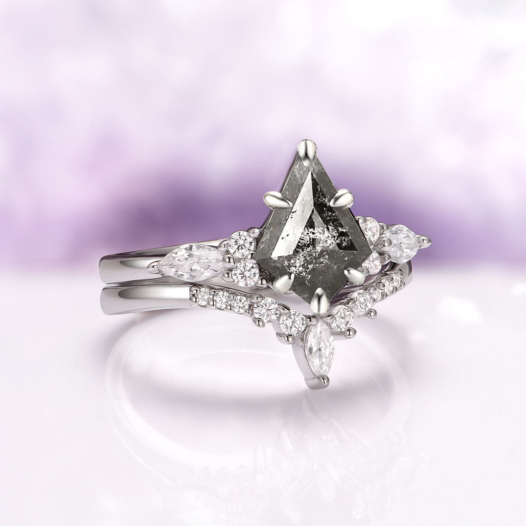 Skye Kite® Galaxy Raw Herkimer Diamond Ring Set in Sterling Silver (Salt & Pepper Diamond)