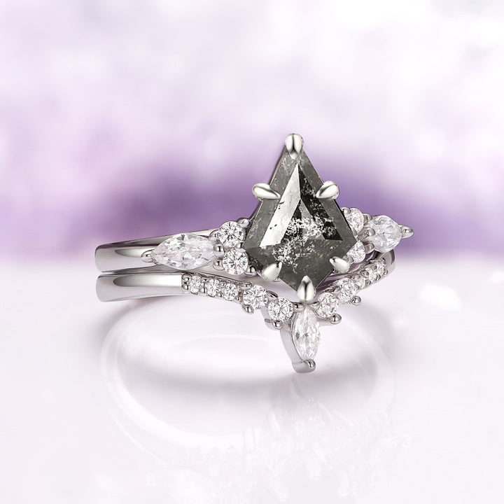 Skye Kite® Galaxy Raw Herkimer Diamond Ring Set in Sterling Silver (Salt & Pepper Diamond)