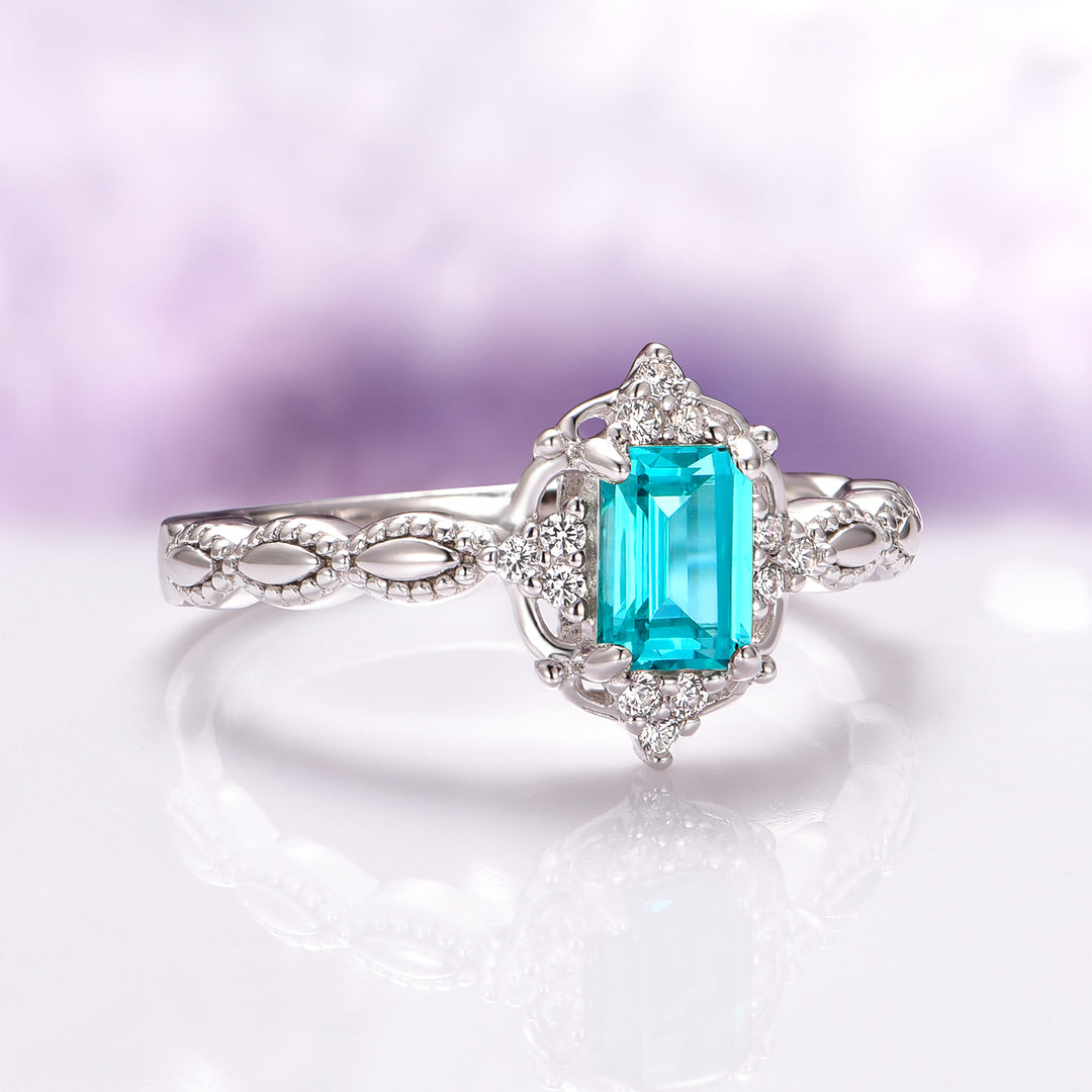 Claire Vintage Paraiba Tourmaline Ring in Sterling Silver