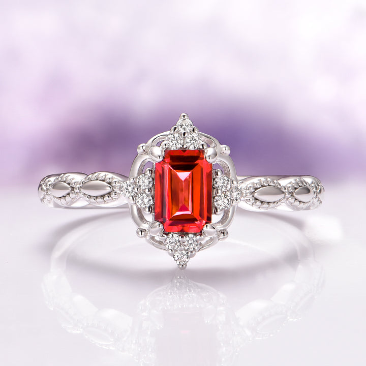 Claire Padparadscha Sapphire Ring in Sterling Silver