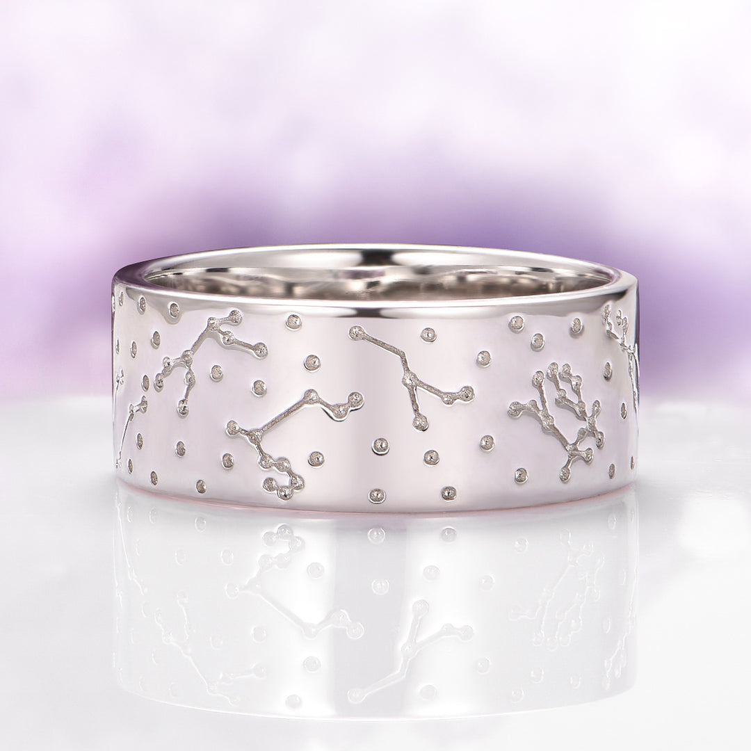 Constellation Wedding Ring in Sterling Silver (8MM)