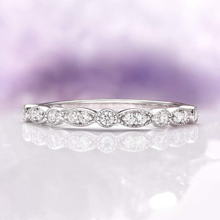 Luxe Vintage Wedding Band in 14K White Gold