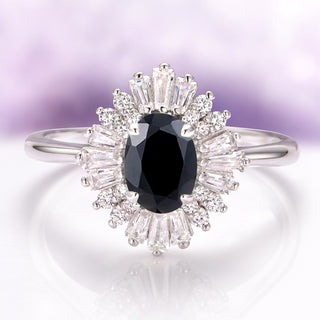 Victoria Black Onyx Engagement Ring in Sterling Silver