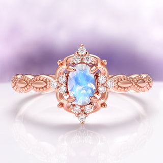 Claire Natural Moonstone Ring in 14K Rose Gold Vermeil
