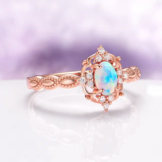 Claire Vintage Australian Opal Ring in 14K Solid Rose Gold