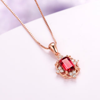 Claire Vintage Natural Red Garnet Necklace in 14K Rose Gold Vermeil