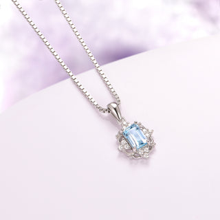 Claire Vintage Natural Aquamarine Necklace in Sterling Silver