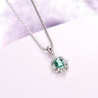 Claire Vintage Green Moss Agate Necklace in  Sterling Silver