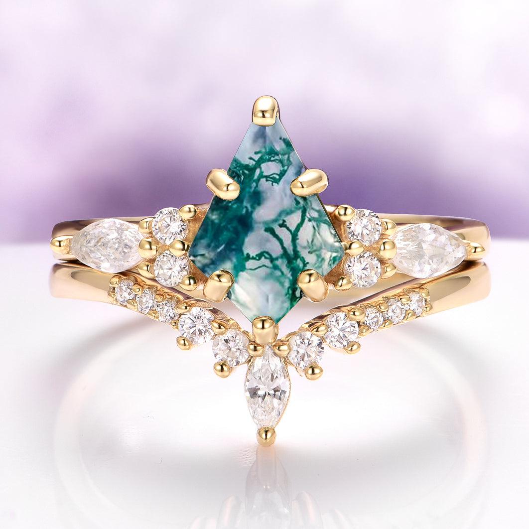 Skye Kite® Green Moss Agate Couples Ring