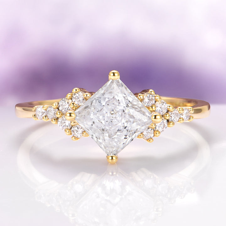 Ellie Simulated Diamond Engagement Ring in 14K Yellow Gold Vermeil
