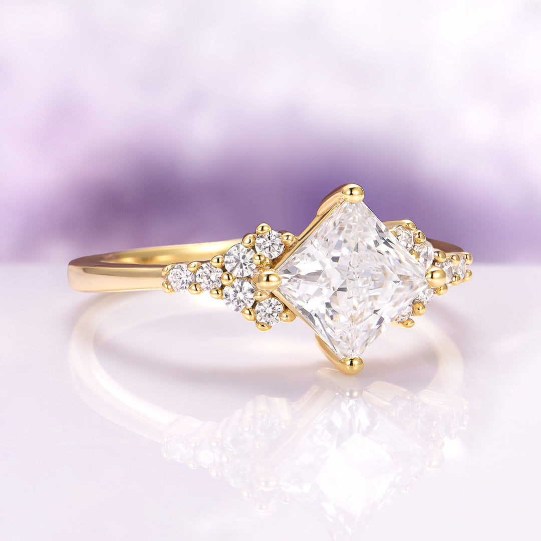Ellie Simulated Diamond Engagement Ring in 14K Yellow Gold Vermeil