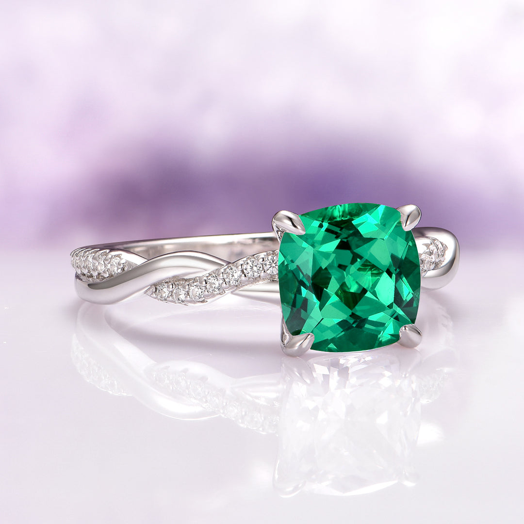 Sophia Twisted Vine Emerald Ring in Sterling Silver