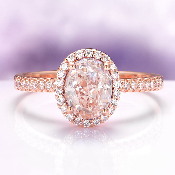 Iris Oval Morganite Engagement Ring in 14K Solid Rose Gold