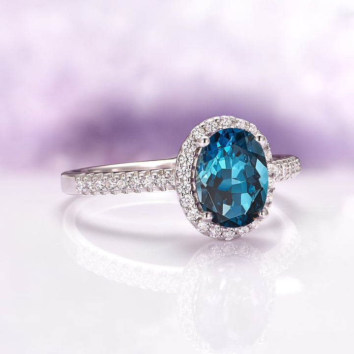 Iris Natural London Blue Topaz Ring in Sterling Silver