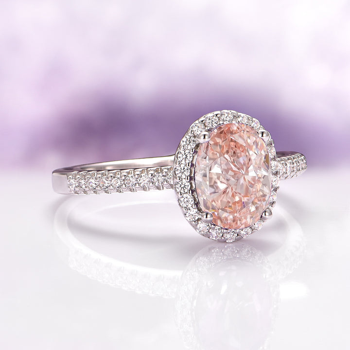 Iris Oval Morganite Ring in Sterling Silver