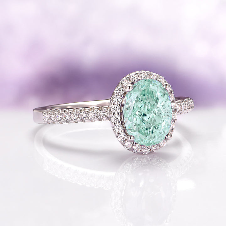 Iris Natural Light Green Amethyst Ring in Sterling Silver