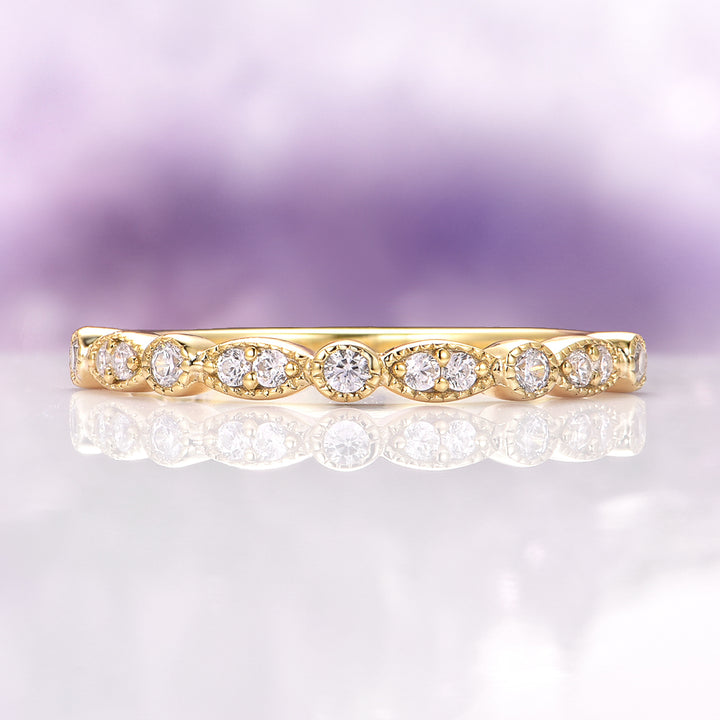Luxe Vintage Diamond Wedding Band in 14K Yellow Gold Vermeil