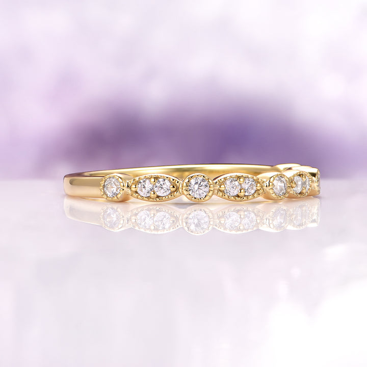 Luxe Vintage Diamond Wedding Band in 14K Yellow Gold Vermeil