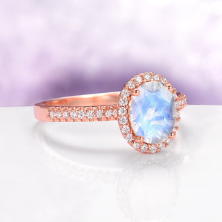 Iris Oval Moonstone Ring in 14K Rose Gold Vermeil