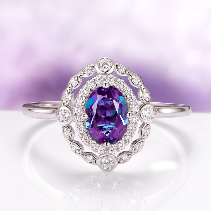 Valentina Vintage Alexandrite Ring in Sterling Silver