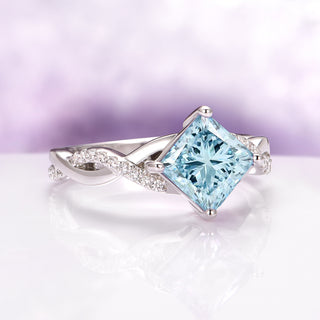 Sophia Twisted Vine Aquamarine Engagement Ring in 14K White Gold