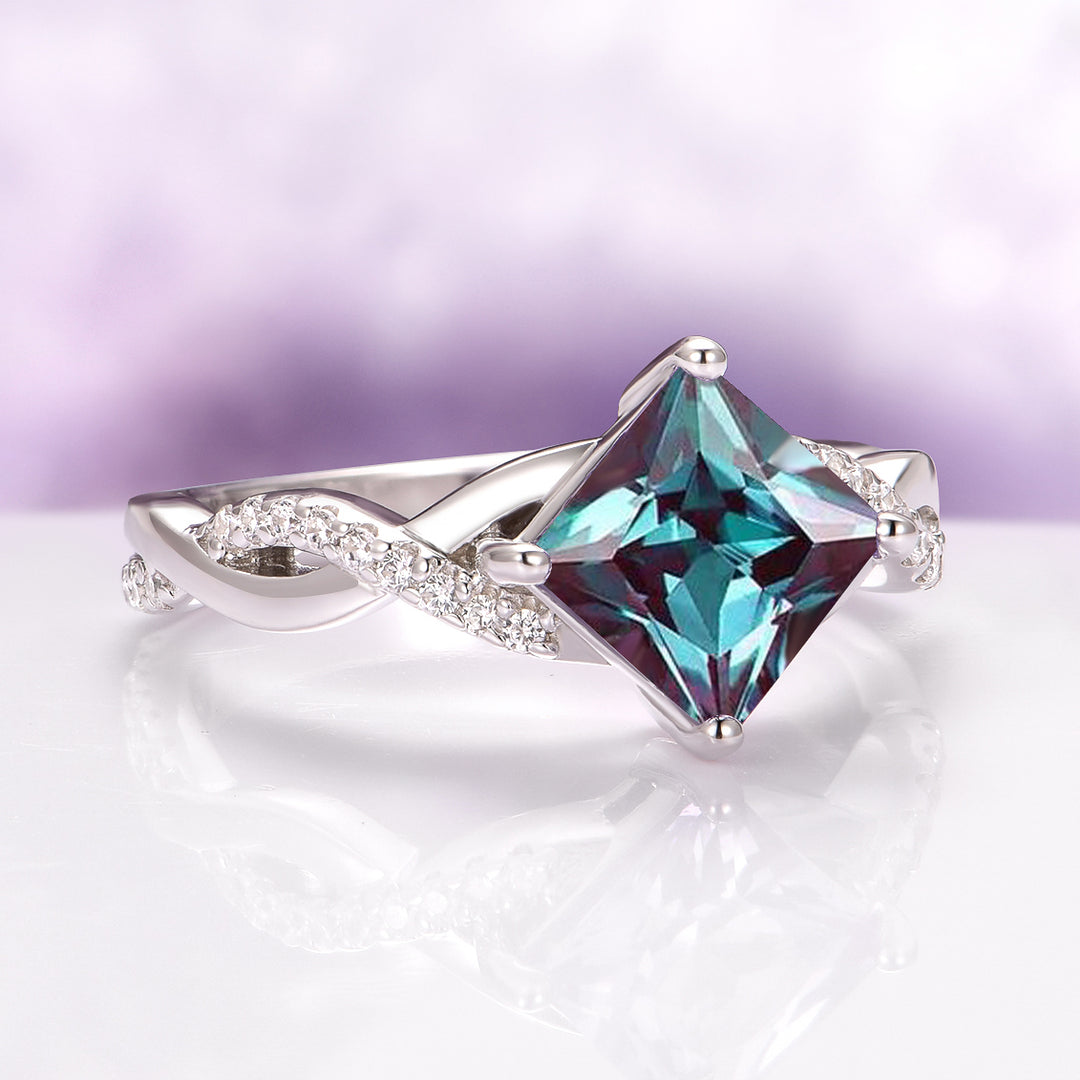 Sophia Twisted Vine Alexandrite Ring in Sterling Siver