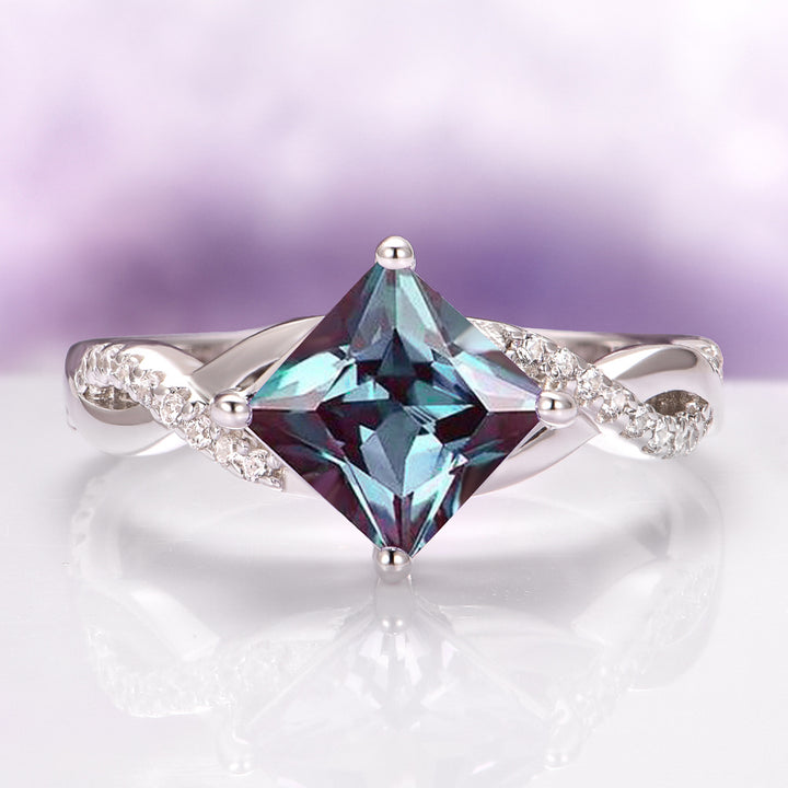 Sophia Twisted Vine Alexandrite Ring in Sterling Siver