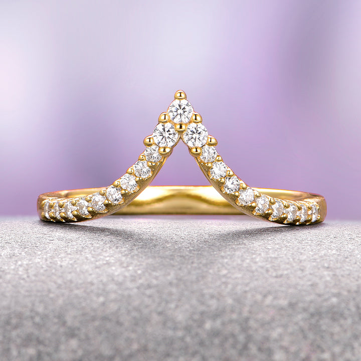 Skye Kite® Chevron Stacking Wedding Band in 14K Solid Yellow Gold