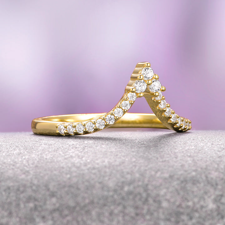 Skye Kite® Chevron Stacking Wedding Band in 14K Solid Yellow Gold
