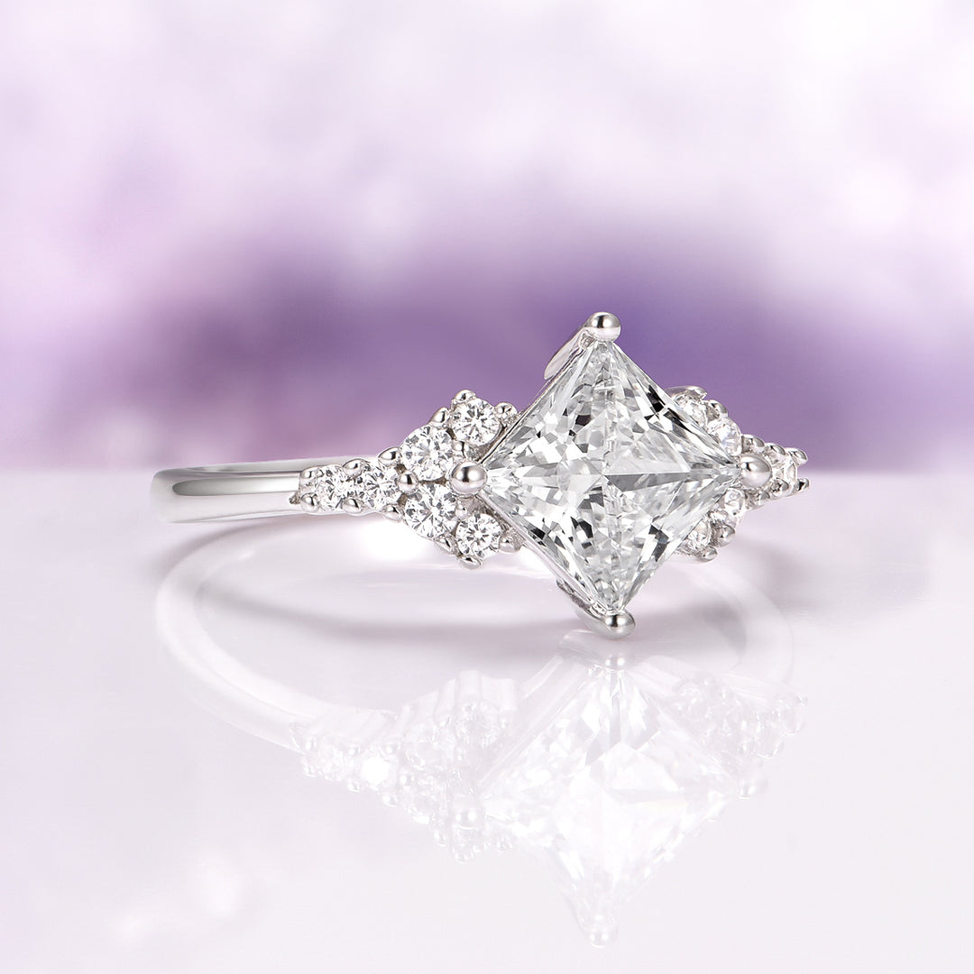 Ellie Simulated Diamond Engagement Ring in Sterling Silver