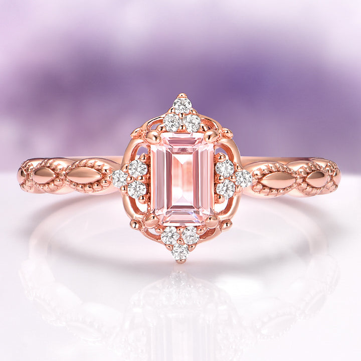 Claire Vintage Morganite Engagement Ring in 14K Solid Rose Gold