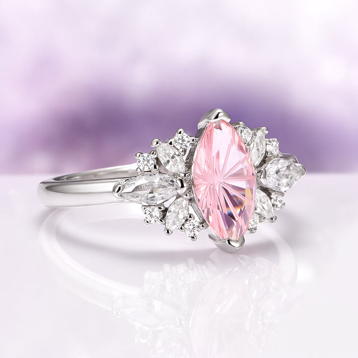 Adeline Fireworks Cut Morganite Ring in Sterling Silver
