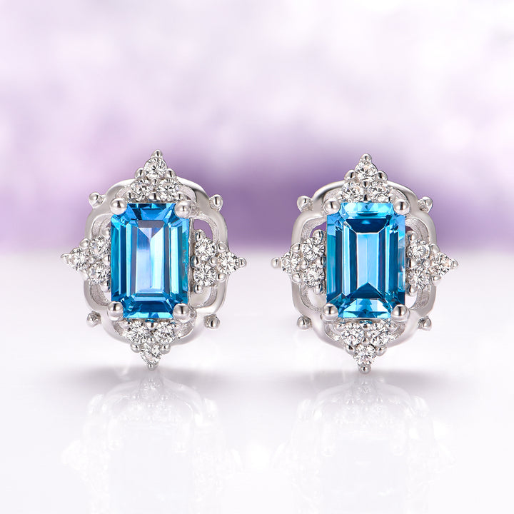 Claire Natural London Blue Topaz Earrings in Sterling Silver