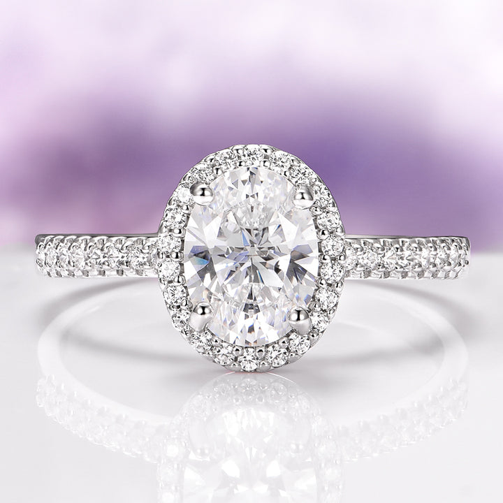 Iris Simulated Diamond Engagement Ring in Sterling Silver