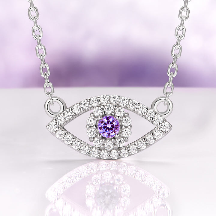 Evil Eye Alexandrite Necklace in Sterling Silver