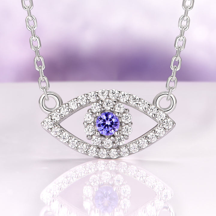 Evil Eye Tanzanite Necklace in Sterling Silver
