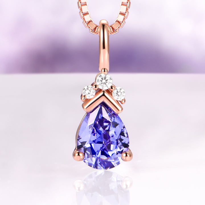 Teardrop Tanzanite Necklace in 14K Rose Gold Vermeil