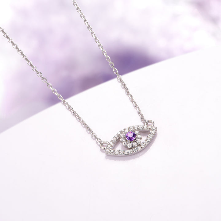 Evil Eye Alexandrite Necklace in Sterling Silver