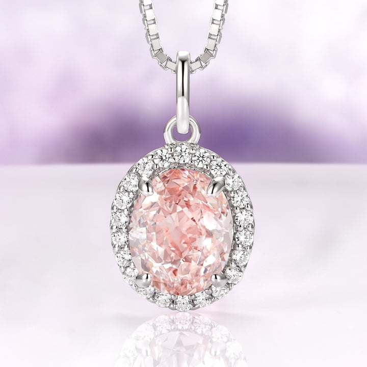 Iris Blush Pink Oval Morganite Necklace in Sterling Silver