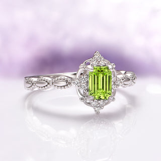 Claire Vintage Natural Peridot Ring in Sterling Silver