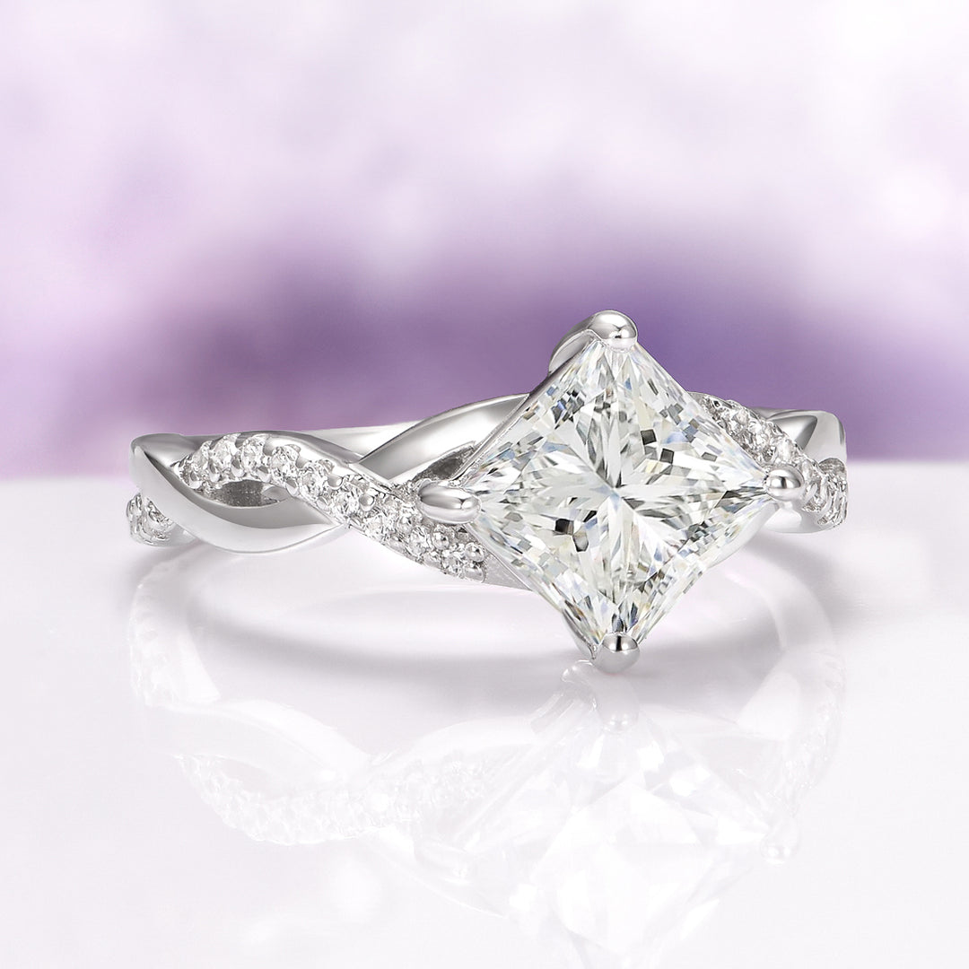 Sophia Princess Cut White Sapphire Ring in Sterling Silver