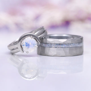 Crescent Moon Moonstone Ring Set in Sterling Silver