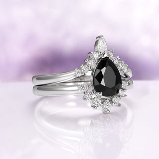 Lunette Black Onyx Ring Set in Sterling Silver