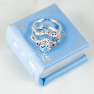 Faye Aquamarine Engagement Ring Set- 14K White Gold (Fantasy Cut)