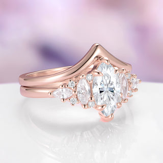 Marquise Lab Diamond Engagement Ring | 14K Rose Gold