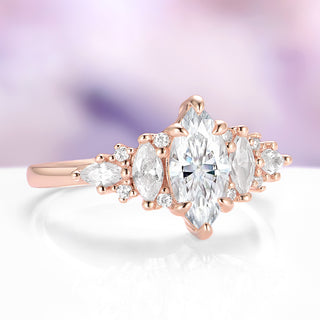 Marquise Moissanite Engagement Ring | 14K Rose Gold