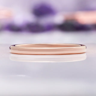 Minimalist Wedding Band in Rose Gold Tungsten by Aquamarise, side profile view