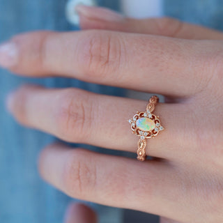 Unique natural Australian opal engagement ring by Aquamarise