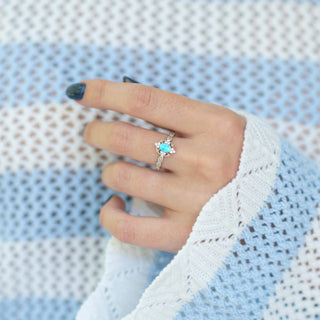 Vintage Australian Opal Engagement Ring in 14K White Gold