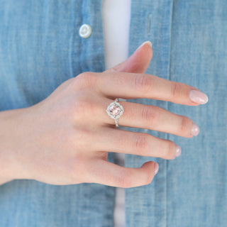 Unique morganite engagement ring by Aquamarise